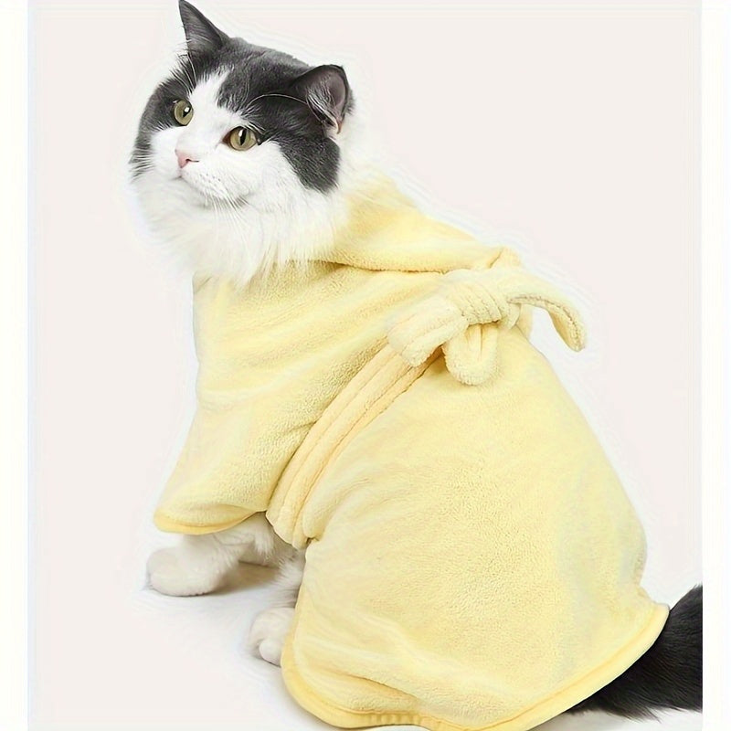 Ultra-Absorbent Microfiber Pet Bathrobe for Small to Medium Dogs &amp; Cats - Quick-Dry, Soft Fleece Bath Towel Wrap with Adjustable Hook-and-loop Fastener Closure - Ideal for All Seasons