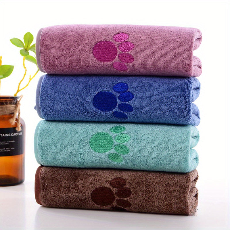 Ultra-Absorbent Microfiber Dog Towel - Quick Dry, Soft &amp; Thick Pet Bathing Cloth with Embroidered Paw Design