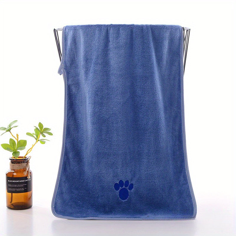 Ultra-Absorbent Microfiber Dog Towel - Quick Dry, Soft &amp; Thick Pet Bathing Cloth with Embroidered Paw Design