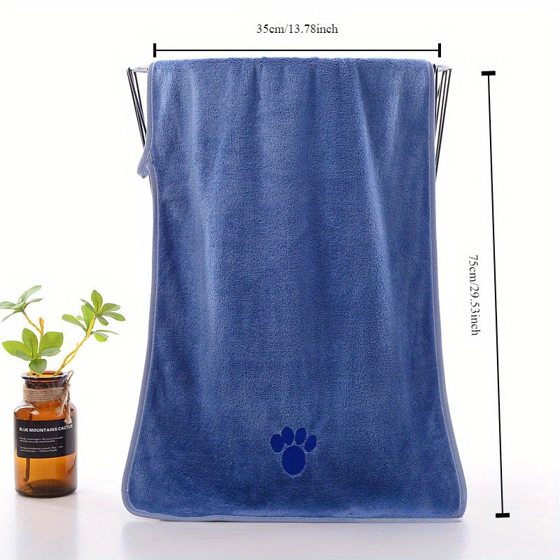 Ultra-Absorbent Microfiber Dog Towel - Quick Dry, Soft &amp; Thick Pet Bathing Cloth with Embroidered Paw Design