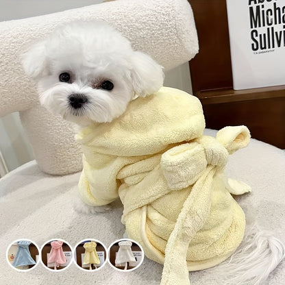 Ultra-Absorbent Microfiber Pet Bathrobe for Small to Medium Dogs &amp; Cats - Quick-Dry, Soft Fleece Bath Towel Wrap with Adjustable Hook-and-loop Fastener Closure - Ideal for All Seasons