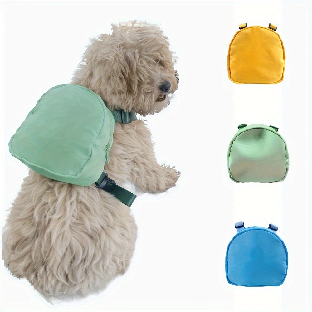 1pc Adjustable Dog Backpack, Polyester Pet Snack Bag, Outdoor Travel Simple Style Puppy Carry Pack With Bone Pattern