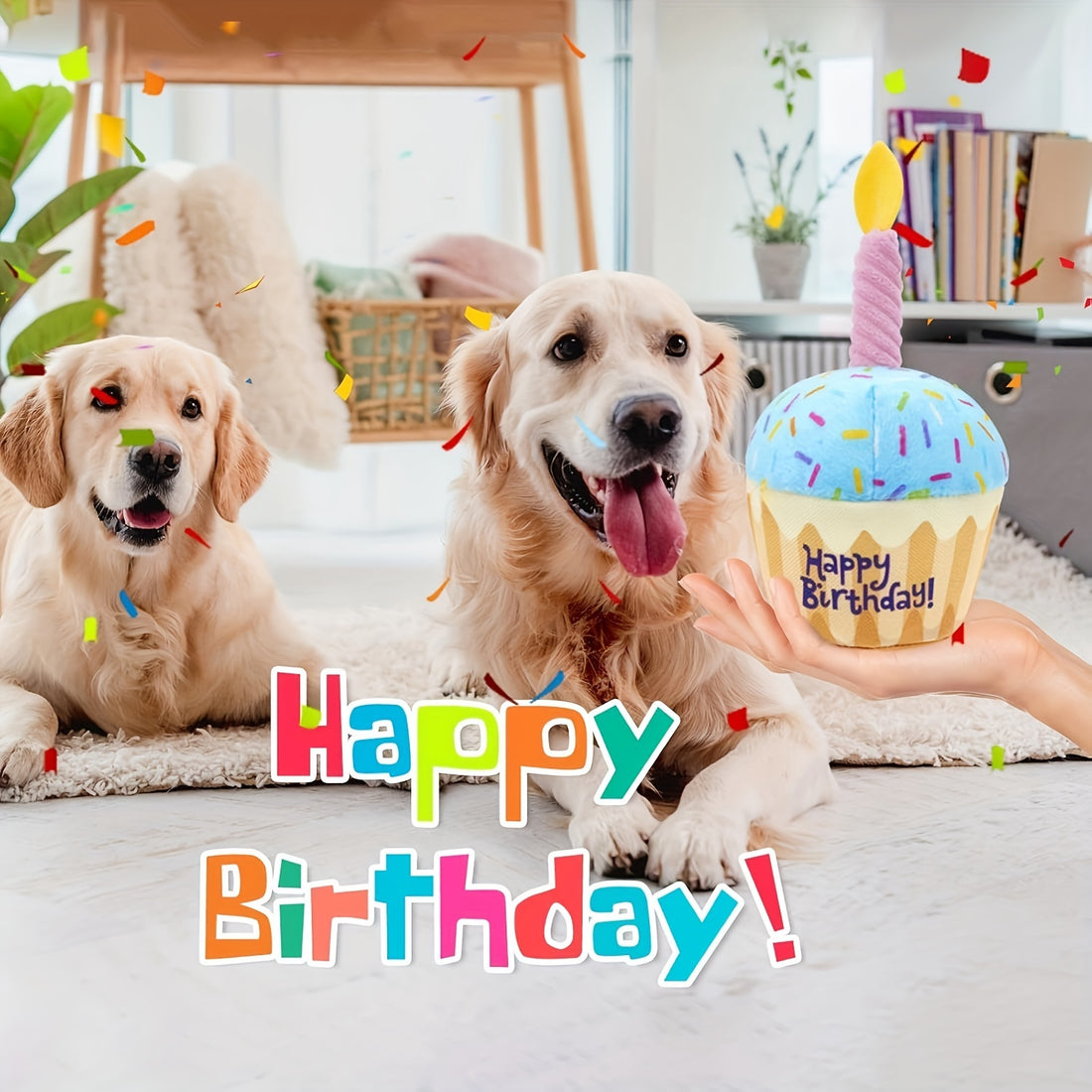 Squeaky Plush Dog Birthday Cake Toy - 20.32cm Party Favor for All Breeds, Durable Chew-Resistant Gift for Small to Large Pups