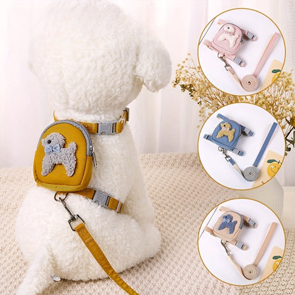 Pet Backpack Nylon Harness And Leash Set For Cats And Small Dogs With Cute 3D Animal Design, Comfortable Adjustable Chest Strap And Durable Walking Lead