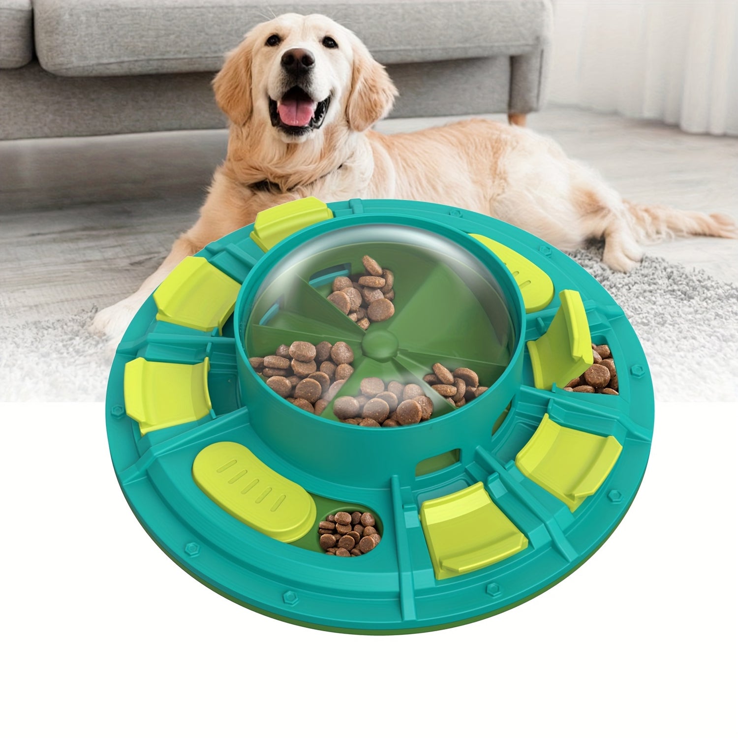 Interactive Slow Feeder Dog Bowl - IQ Training Puzzle Toy for All Breeds, Durable Plastic, No Batteries Required