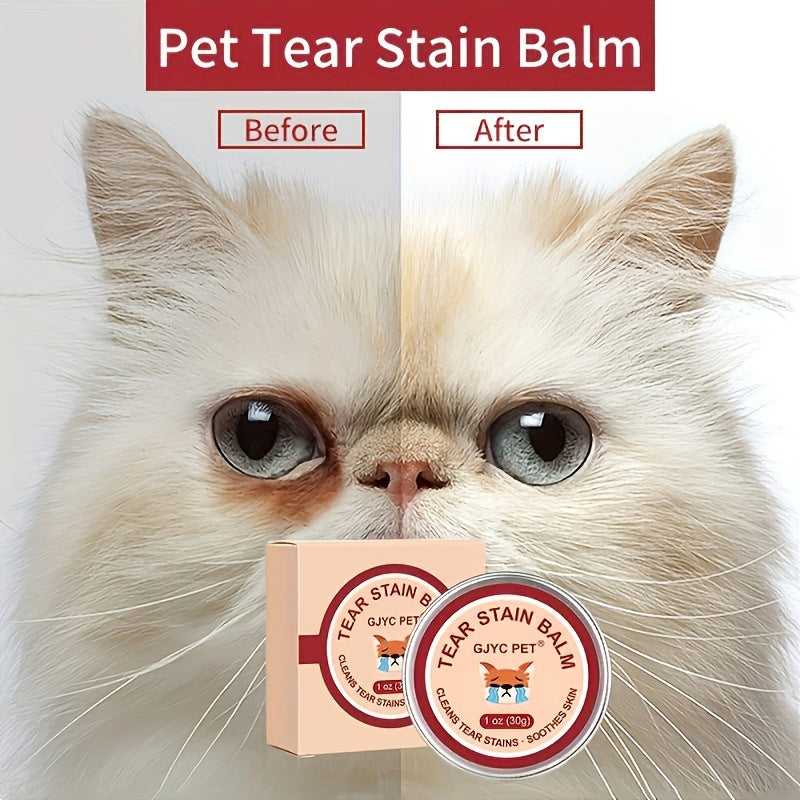 GJYC Pet Tear Stain Balm for Dogs and Cats – Gentle Eye Cleaner, Removes Tear Marks and Secretions – Soothing, Non-Irritating Formula for Pet Eye Care, 1 oz (30g)