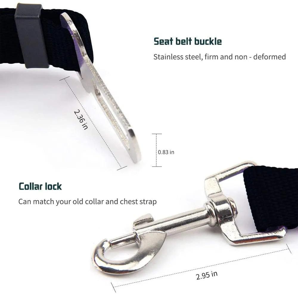 Adjustable Pet Car Seat Belt - Heavy-Duty Stainless Steel for All Pet Sizes - Paws &amp; Purrfections