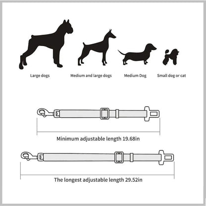 Adjustable Pet Car Seat Belt - Heavy-Duty Stainless Steel for All Pet Sizes - Paws &amp; Purrfections