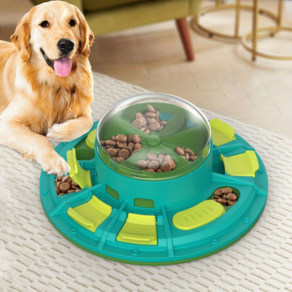 Interactive Slow Feeder Dog Bowl - IQ Training Puzzle Toy for All Breeds, Durable Plastic, No Batteries Required