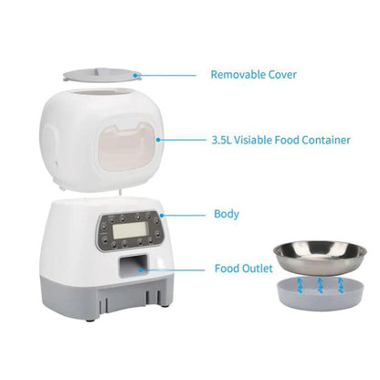 Automatic Feeder for Cats and Dogs - 3.5L Capacity with Scheduled Meals - Paws &amp; Purrfections