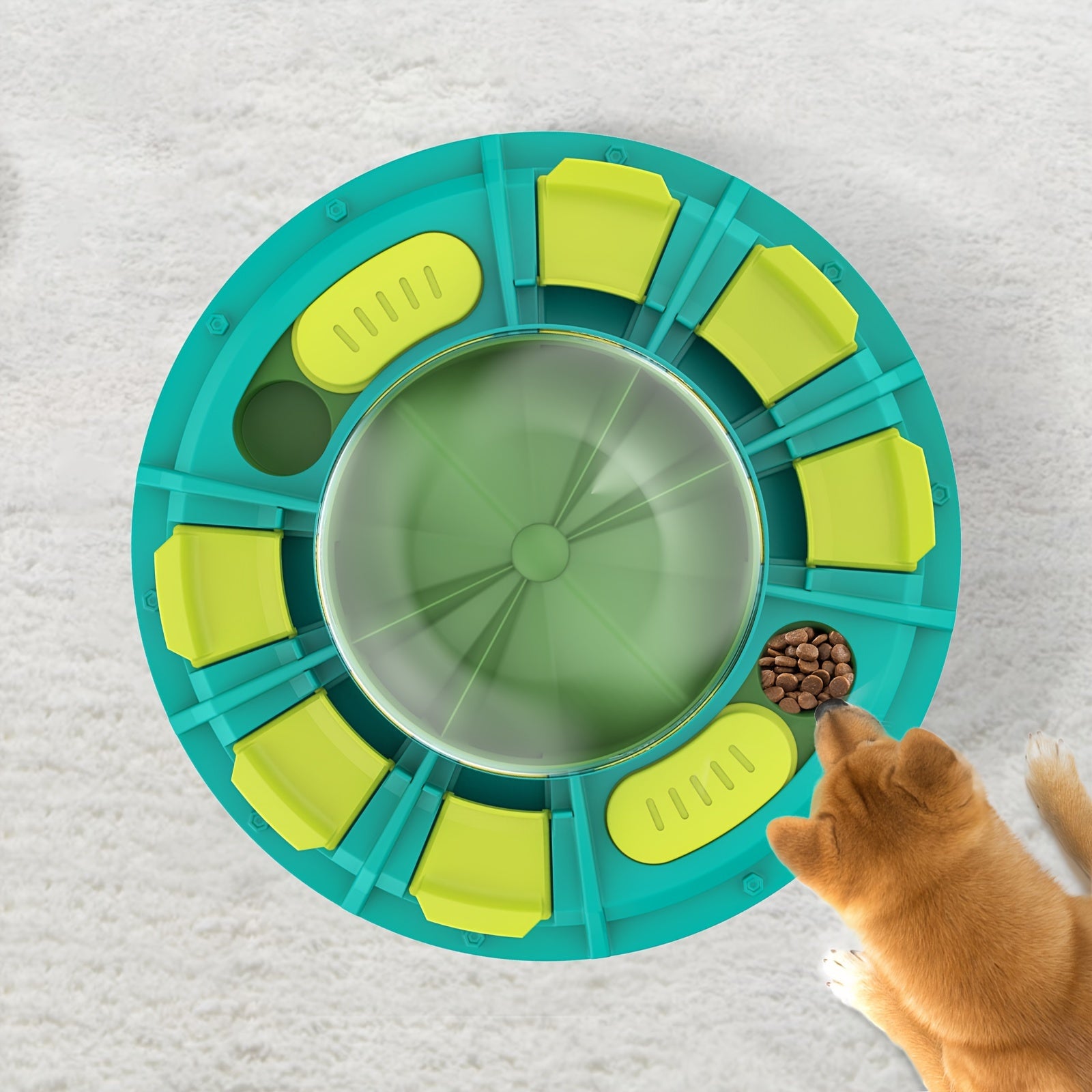 Interactive Slow Feeder Dog Bowl - IQ Training Puzzle Toy for All Breeds, Durable Plastic, No Batteries Required