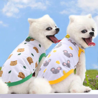 Cartoon Korean Style Dog Clothes - Thin and Light Vest T-shirt for Small Dogs - Paws &amp; Purrfections