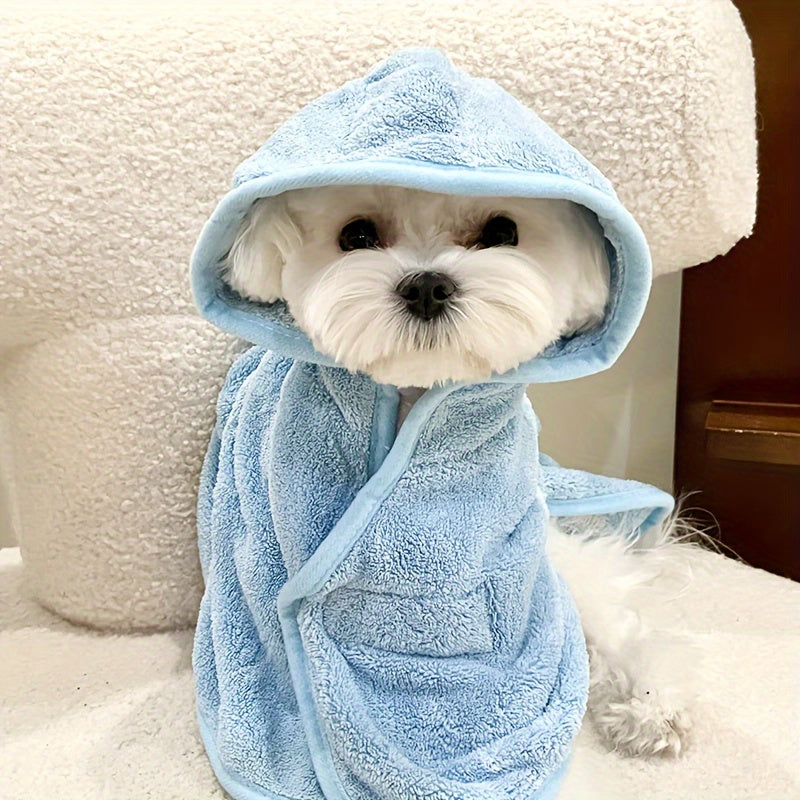 Ultra-Absorbent Microfiber Pet Bathrobe for Small to Medium Dogs &amp; Cats - Quick-Dry, Soft Fleece Bath Towel Wrap with Adjustable Hook-and-loop Fastener Closure - Ideal for All Seasons