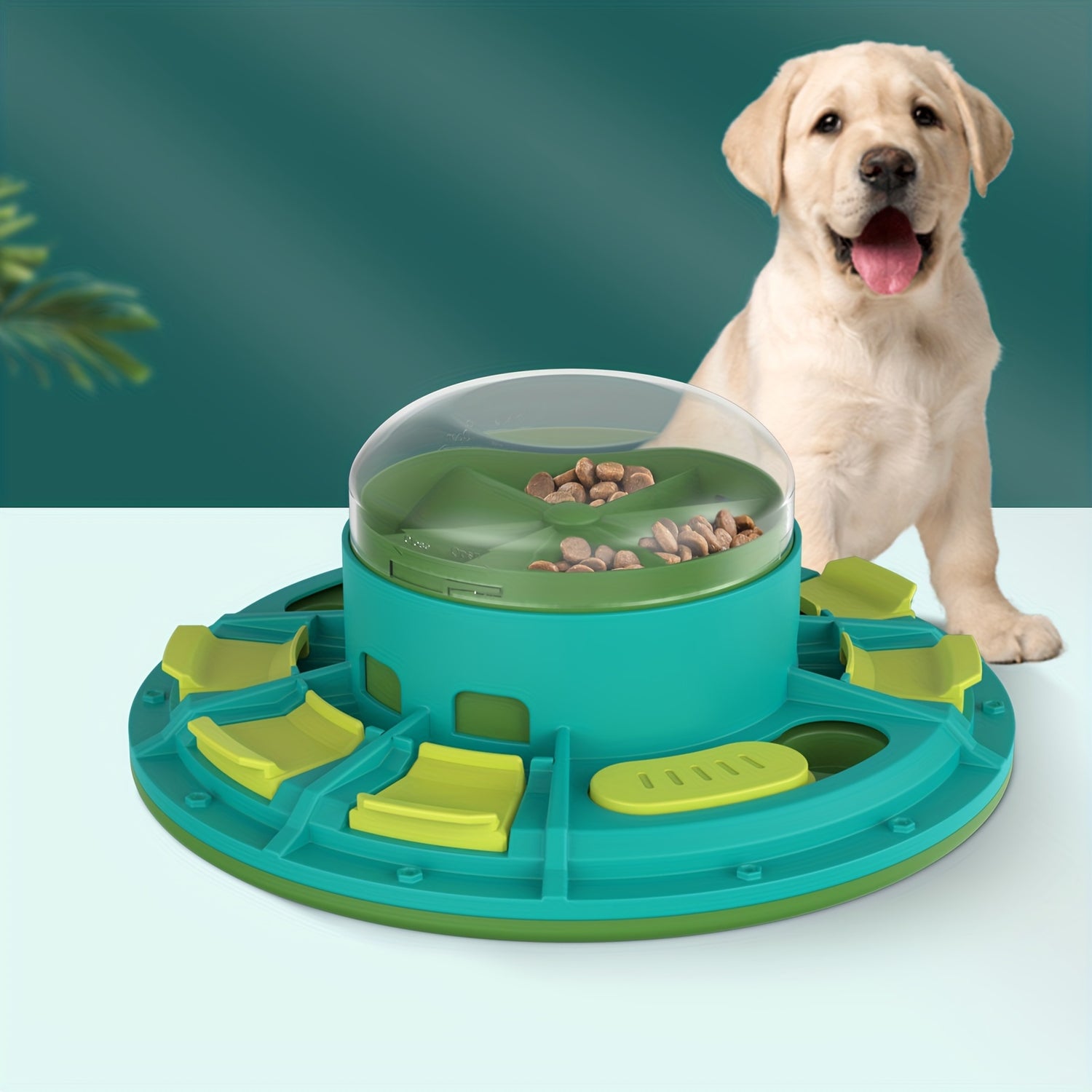 Interactive Slow Feeder Dog Bowl - IQ Training Puzzle Toy for All Breeds, Durable Plastic, No Batteries Required