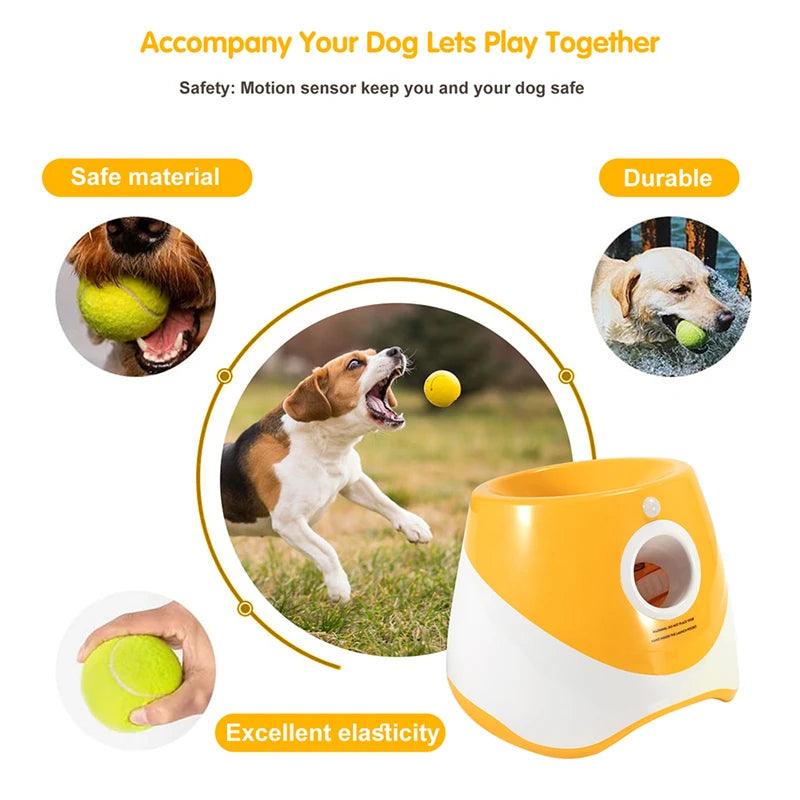 Dog Tennis Launcher Automatic Pet Dogs Chase Toy Mini Tennis Throwing Pinball Machine Fun Interactive Throw Rechargable Catapult - Paws &amp; Purrfections