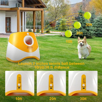 Dog Tennis Launcher Automatic Pet Dogs Chase Toy Mini Tennis Throwing Pinball Machine Fun Interactive Throw Rechargable Catapult - Paws &amp; Purrfections