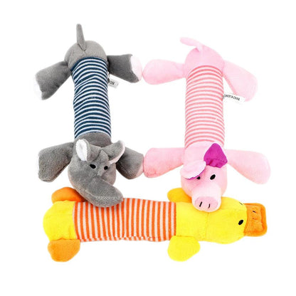 Fit for All Pets Dog Cat Fleece Toys Popular Squeak Chew Sound Dolls Elephant Duck Pig Pet Funny Plush Toys - Paws &amp; Purrfections