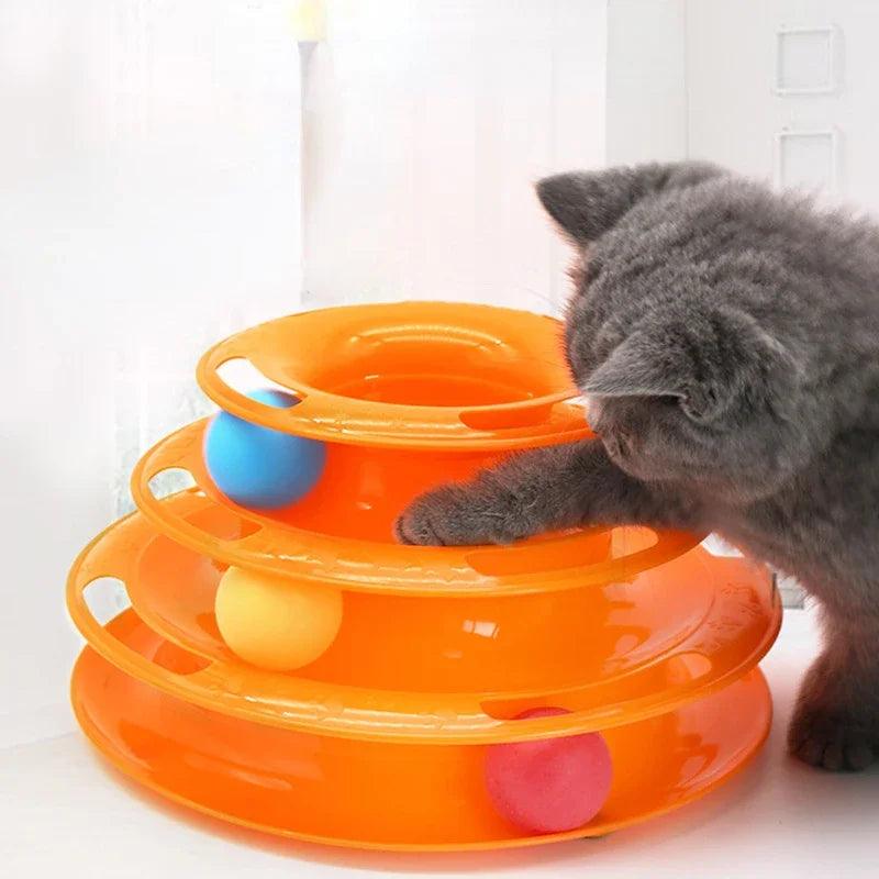 Interactive Tower Cat Toy Turntable Roller Balls Toys for Cats Kitten Teaser Puzzle Track Toy Pets Training Supplies Accessories - Paws &amp; Purrfections