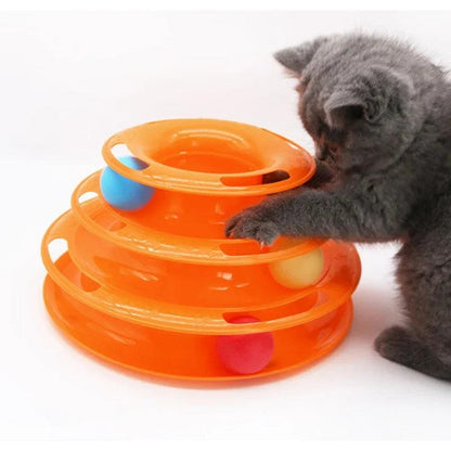 Interactive Tower Cat Toy Turntable Roller Balls Toys for Cats Kitten Teaser Puzzle Track Toy Pets Training Supplies Accessories - Paws &amp; Purrfections