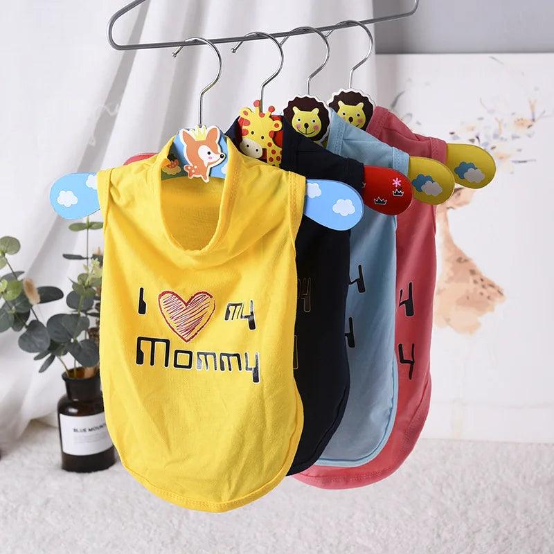 Lovely Mom Dad Pet Dog Clothes Summer Puppy Tshirt Vest for Small Dogs Shih Tzu Pug Shirts Wholesale Dog Clothing Pets Products - Paws &amp; Purrfections