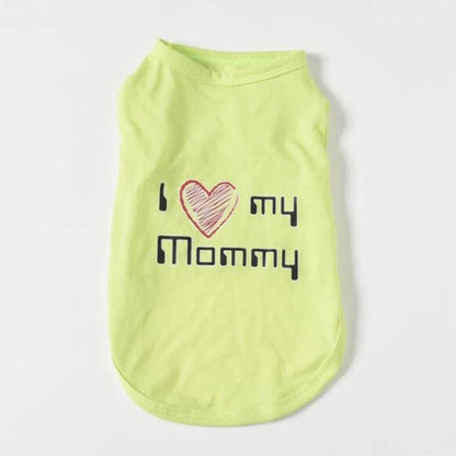 Lovely Mom Dad Pet Dog Clothes Summer Puppy Tshirt Vest for Small Dogs Shih Tzu Pug Shirts Wholesale Dog Clothing Pets Products - Paws &amp; Purrfections