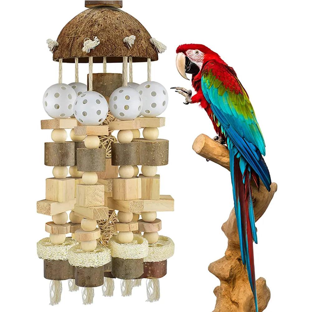 Natural Wooden Blocks Bird Chewing Toy - Paws &amp; Purrfections