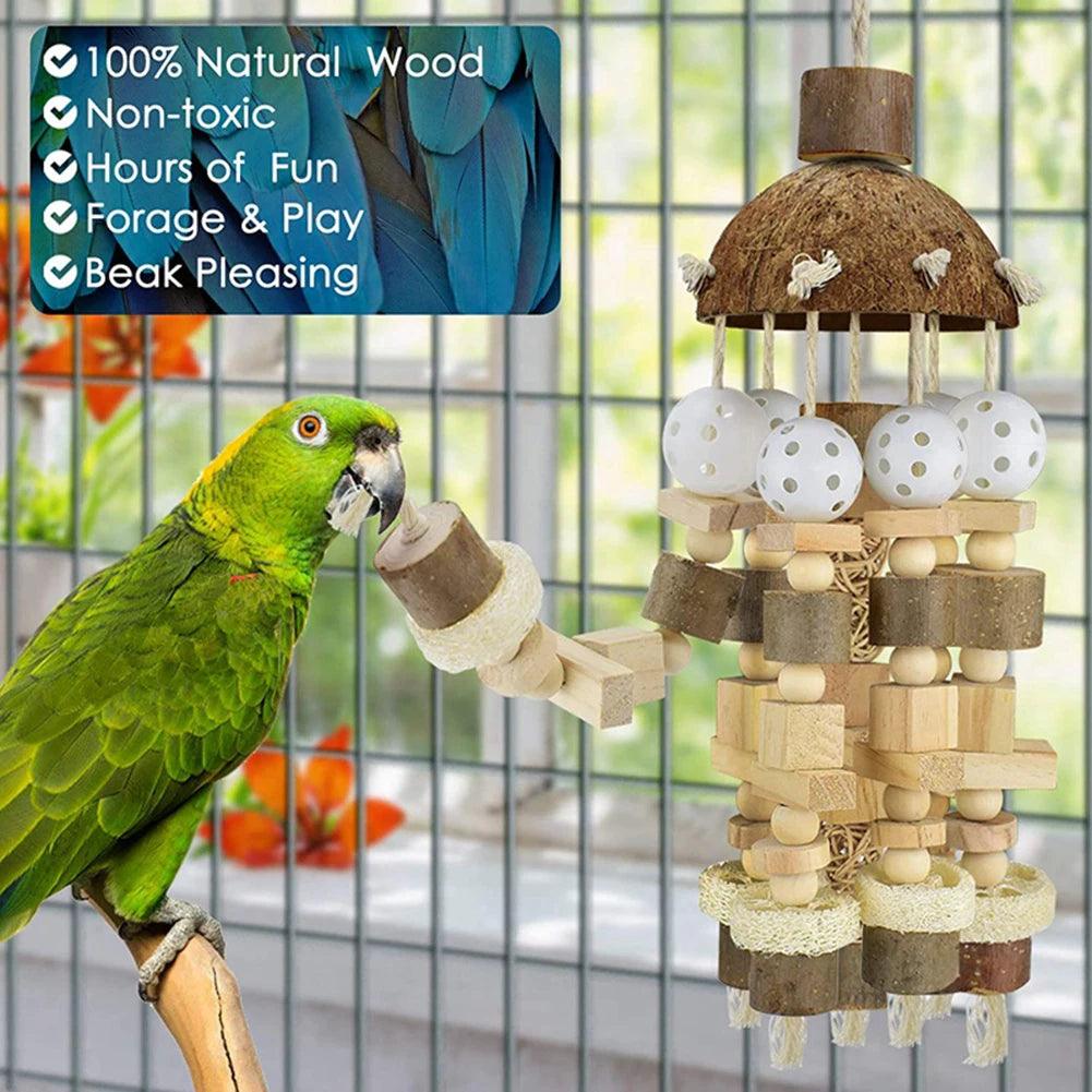 Natural Wooden Blocks Bird Chewing Toy - Paws &amp; Purrfections