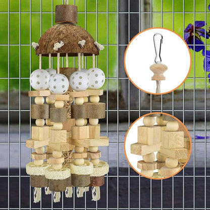 Natural Wooden Blocks Bird Chewing Toy - Paws &amp; Purrfections