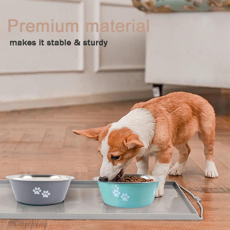 Non-slip Dog Bowls For Small Medium Large Dog Feeder Bowls And Drinkers Stainless Steel Pet Feeders Pets Dogs Accessories - Paws &amp; Purrfections