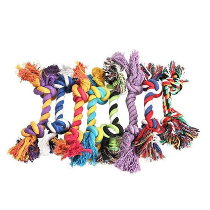 PawPlay Durable Cotton Chew Knot Rope - 15cm. Fun for Puppies &amp; Dogs (Random Colors) - Paws &amp; Purrfections