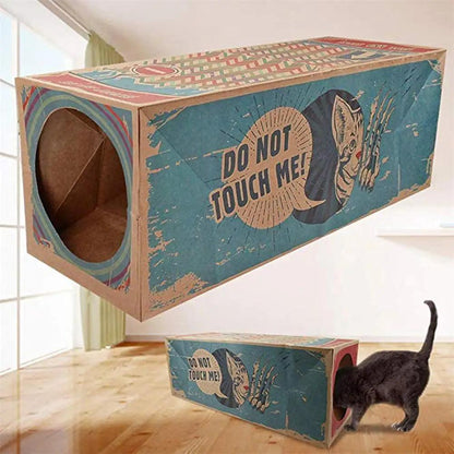 Pet Cat Toy Foldable Kraft Paper Box House Dual Way Tunnel Funny Print Cat House Toy Accessories Pets Supplies Dog Tunnel Tube - Paws &amp; Purrfections