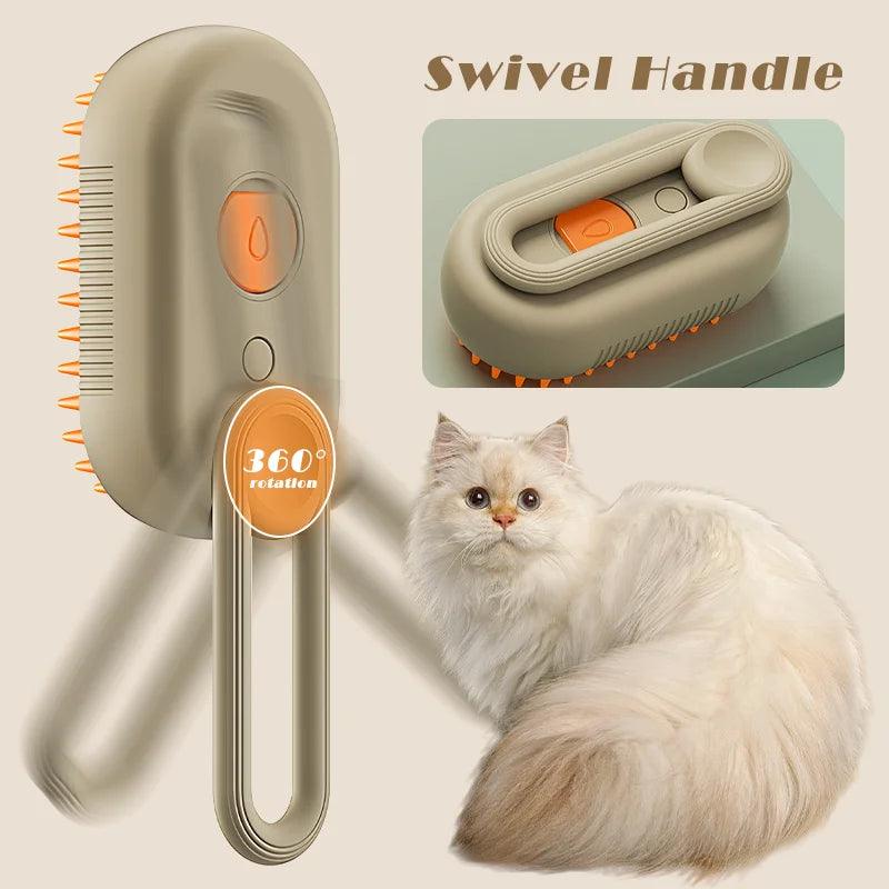 Pet Steam Brush Cat Dog Cleaning Steamy Spray Massage Beauty Comb 3 In 1 Hair Removal Grooming Supplies Pets Accessories - Paws &amp; Purrfections