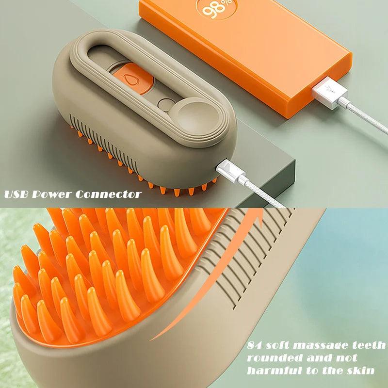 Pet Steam Brush Cat Dog Cleaning Steamy Spray Massage Beauty Comb 3 In 1 Hair Removal Grooming Supplies Pets Accessories - Paws &amp; Purrfections