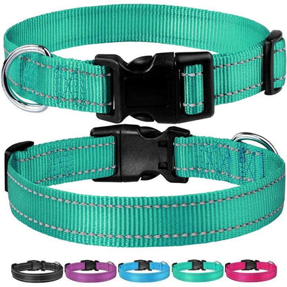 Reflective Dog Collar Strap With Adjustable Safety Nylon Pet Collar Pet Traction Rope Suitable For Small And Medium-Sized Pets - Paws &amp; Purrfections