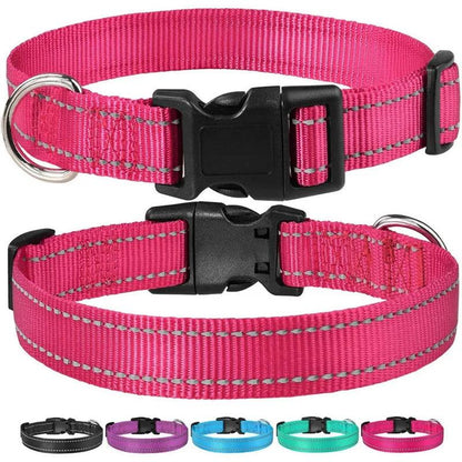 Reflective Dog Collar Strap With Adjustable Safety Nylon Pet Collar Pet Traction Rope Suitable For Small And Medium-Sized Pets - Paws &amp; Purrfections