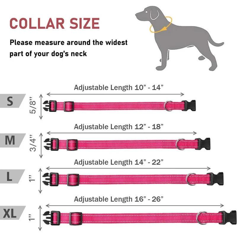 Reflective Dog Collar Strap With Adjustable Safety Nylon Pet Collar Pet Traction Rope Suitable For Small And Medium-Sized Pets - Paws &amp; Purrfections