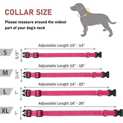 Reflective Dog Collar Strap With Adjustable Safety Nylon Pet Collar Pet Traction Rope Suitable For Small And Medium-Sized Pets - Paws &amp; Purrfections