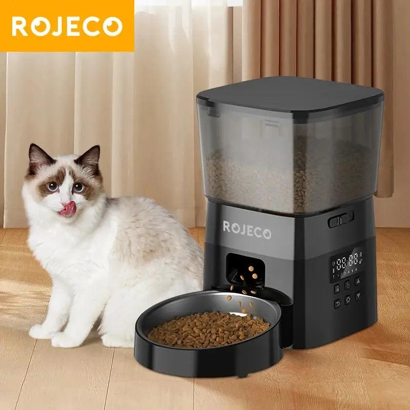 ROJECO Automatic Pet Feeder Button Version Auto Cat Food Dispenser Accessories Smart Control Pet Feeder For Cats Dog Dry Food - Paws &amp; Purrfections