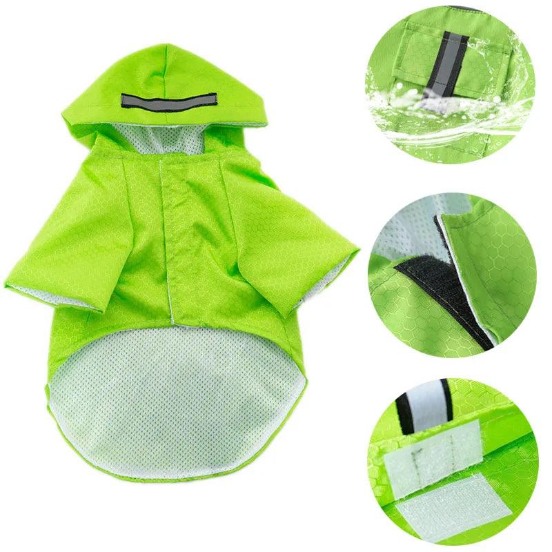 S-XL Creativity Pets Clothes Hooded Raincoats Reflective Strip Dogs Rain Coats Waterproof Outdoor Breathable Net Yarn Jackets - Paws &amp; Purrfections