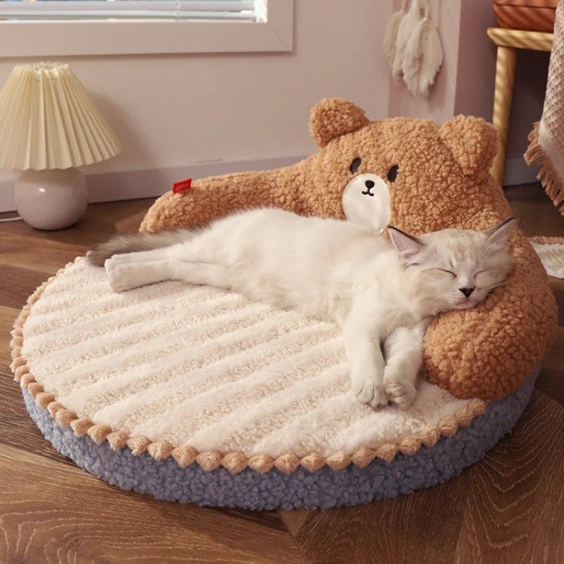 SnugglePaws Plush Cat Bed - Paws &amp; Purrfections