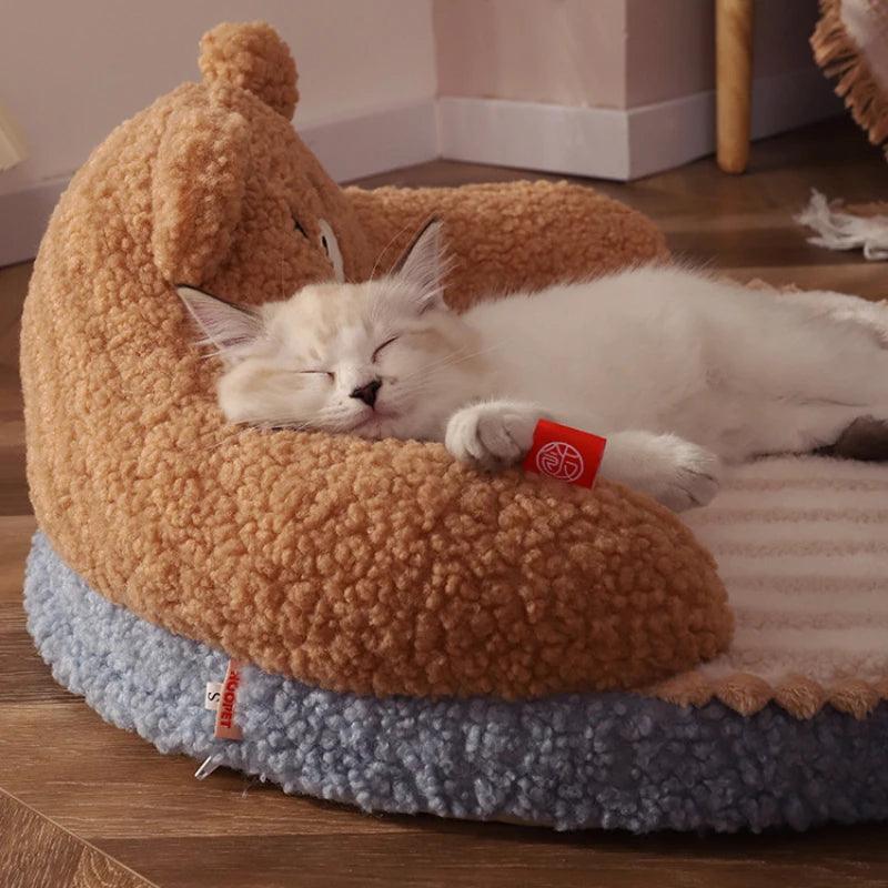 SnugglePaws Plush Cat Bed - Paws &amp; Purrfections