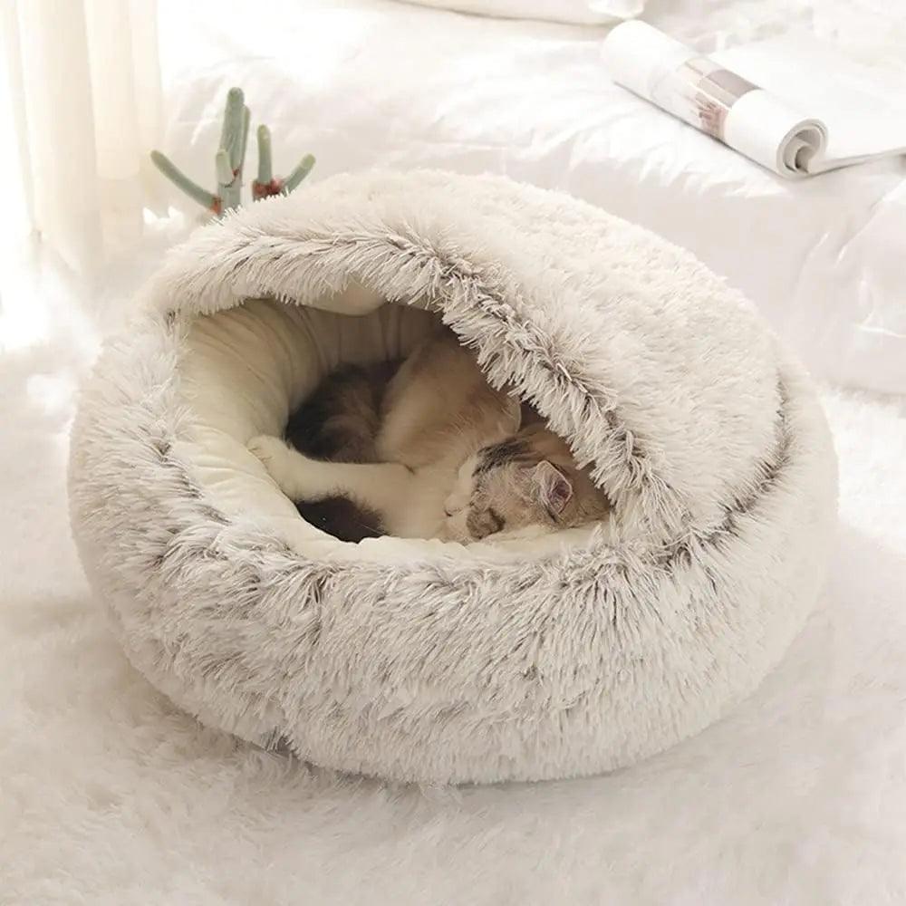 Soft Plush Round Cat Bed - Paws &amp; Purrfections