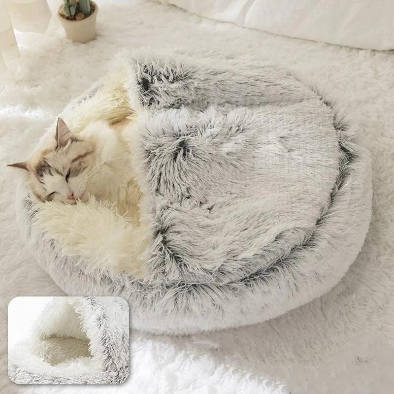 Soft Plush Round Cat Bed - Paws &amp; Purrfections