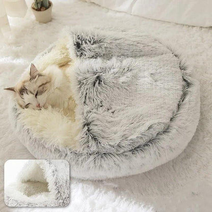 Soft Plush Round Cat Bed - Paws &amp; Purrfections