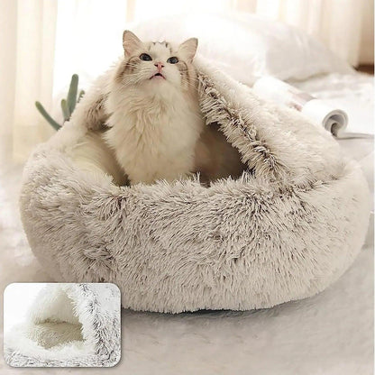 Soft Plush Round Cat Bed - Paws &amp; Purrfections