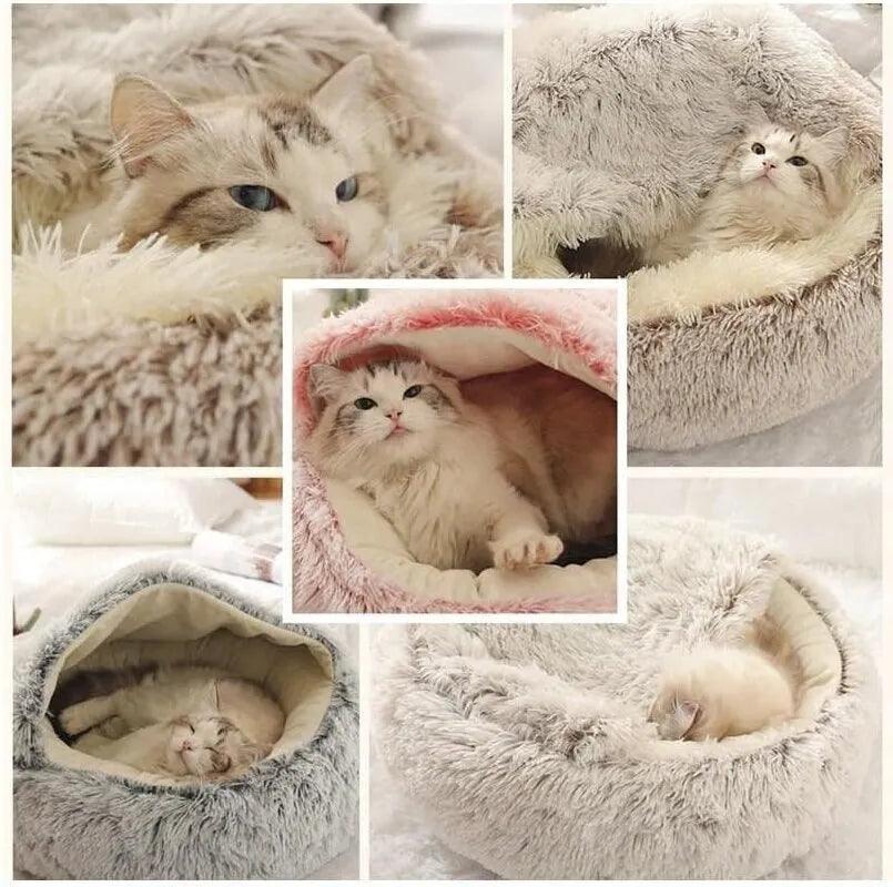 Soft Plush Round Cat Bed - Paws &amp; Purrfections