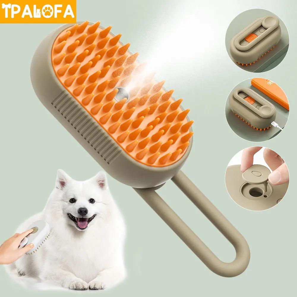 Water Brush Dog Grooming Tool with Electric Spray 3-in-1 - Paws &amp; Purrfections