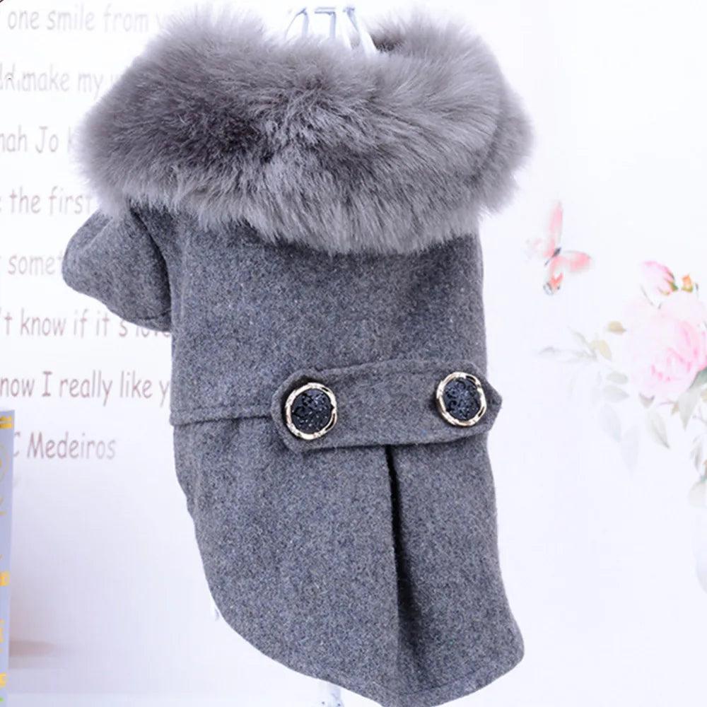 Winter Dog Clothes Pet Cat fur collar Jacket Coat Sweater Warm Padded Puppy Apparel for Small Medium Dogs Pets - Paws &amp; Purrfections