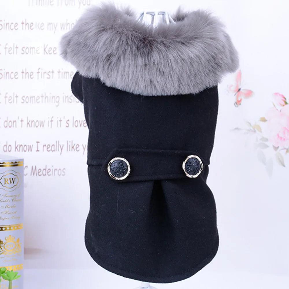 Winter Dog Clothes Pet Cat fur collar Jacket Coat Sweater Warm Padded Puppy Apparel for Small Medium Dogs Pets - Paws &amp; Purrfections