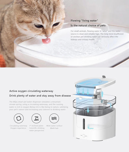 Xiaomi Mijia Intelligent Pet Water feeder For Cat Dog Drinking Machine 2L large capacity Work with Mijia app intelligent control - Paws &amp; Purrfections